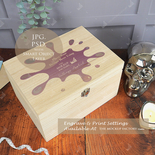 Deep Rectangle Wooden Box Mockup PSD - Dark Gothic Style Mockup Template - Smart Object Template with Smart Object - UK Product Mockup