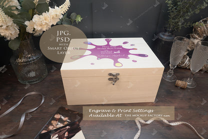 Poplar Luxury Rectangle Box Bundle - Wedding Styling Mockup - Print or Engrave - Dark Vintage - PSD Template with Smart Object - UK Product Mockup