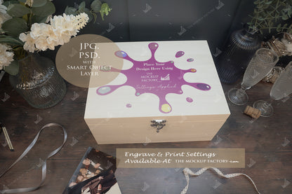 Poplar Luxury Rectangle Box Bundle - Wedding Styling Mockup - Print or Engrave - Dark Vintage - PSD Template with Smart Object - UK Product Mockup