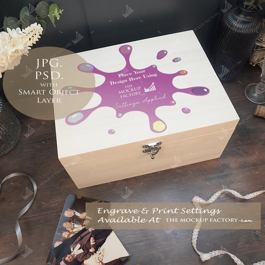 Poplar Luxury Rectangle Box Bundle - Wedding Styling Mockup - Print or Engrave - Dark Vintage - PSD Template with Smart Object - UK Product Mockup