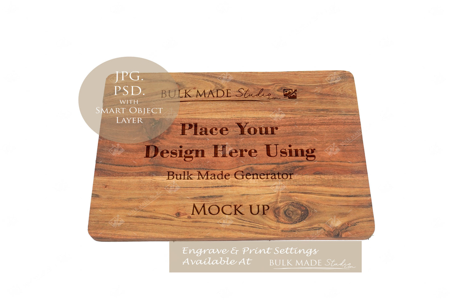 Large Acacia Rectangle Chopping Board Mockup PSD Bundle - Summer Floral Style Mockup - Smart Object Template with Smart Object - UK Product Mockup
