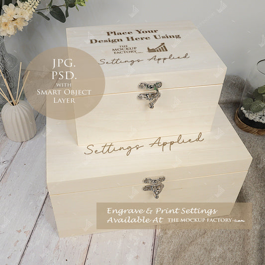 Poplar Luxury Rectangle Wooden Box Mockup PSD -Natural Botanicals Style Mockup - Smart Object Template with Smart Object - UK Product Mockup