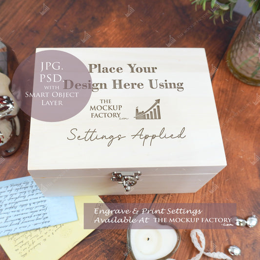 Poplar Luxury Rectangle Wooden Box Mockup PSD - Dark Gothic Style Mockup - Smart Object Template with Smart Object - UK Product Mockup