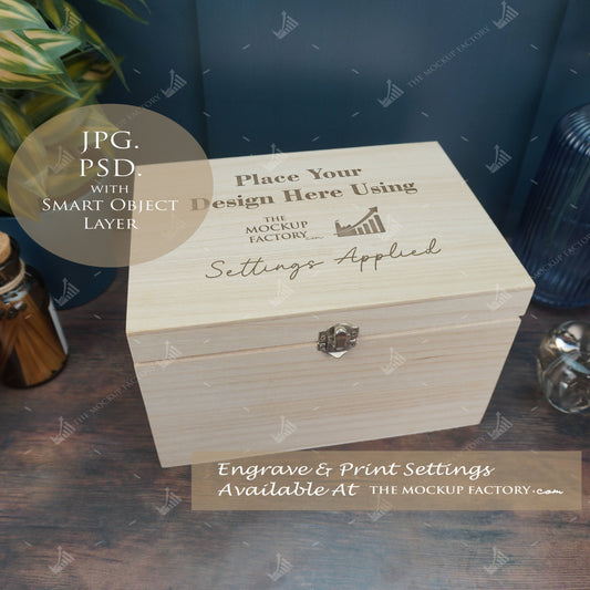 Rectangle Wooden Deep Box Mockup - Dark Vintage Styling - PSD Templates