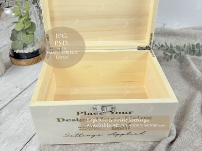 Poplar Luxury Rectangle Wooden Box Mockup PSD -Natural Botanicals Style Mockup - Smart Object Template with Smart Object - UK Product Mockup