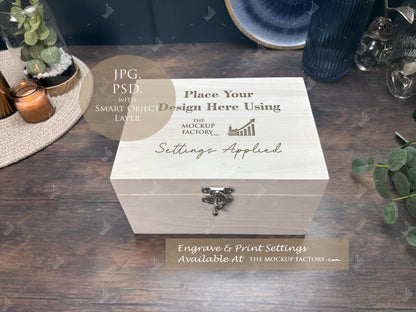 Poplar Luxury Rectangle Box Mockup Bundle - Engrave or Print - Dark Vintage - PSD Templates with Smart Object - UK Product Mockup