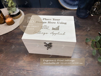 Poplar Luxury Rectangle Box Mockup Bundle - Engrave or Print - Dark Vintage - PSD Templates with Smart Object - UK Product Mockup