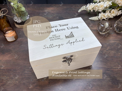 Poplar Luxury Rectangle Box Mockup Bundle - Engrave or Print - Dark Vintage - PSD Templates with Smart Object - UK Product Mockup