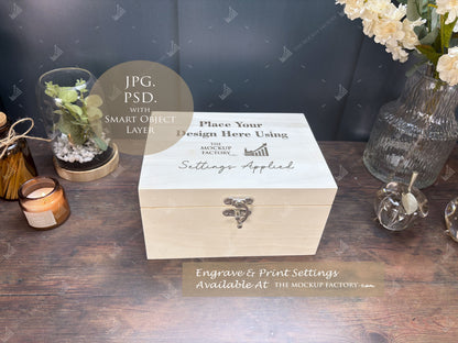 Poplar Luxury Rectangle Box Mockup Bundle - Engrave or Print - Dark Vintage - PSD Templates with Smart Object - UK Product Mockup