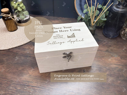 Poplar Luxury Rectangle Box Mockup Bundle - Engrave or Print - Dark Vintage - PSD Templates with Smart Object - UK Product Mockup