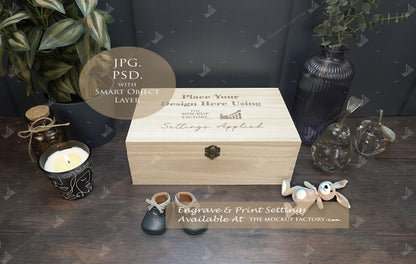 Rectangle Wooden Paulownia Box Mockup Bundle - Dark Vintage Styling - PSD Templates with Smart Object - UK Product Mockup