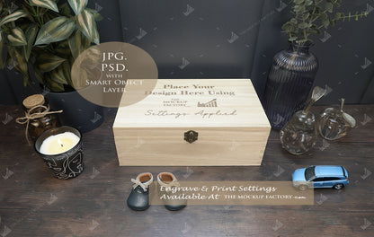 Rectangle Wooden Paulownia Box Mockup Bundle - Dark Vintage Styling - PSD Templates with Smart Object - UK Product Mockup