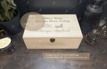 Rectangle Wooden Paulownia Box Mockup Bundle - Dark Vintage Styling - PSD Templates with Smart Object - UK Product Mockup