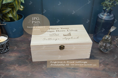 Rectangle Wooden Paulownia Box Mockup Bundle - Dark Vintage Styling - PSD Templates with Smart Object - UK Product Mockup