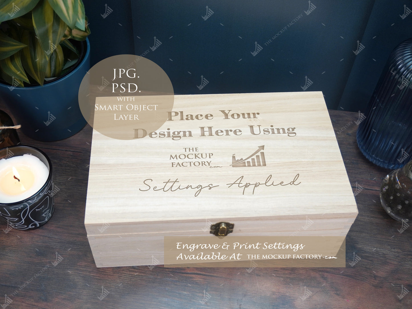 Rectangle Wooden Paulownia Box Mockup Bundle - Dark Vintage Styling - PSD Templates with Smart Object - UK Product Mockup