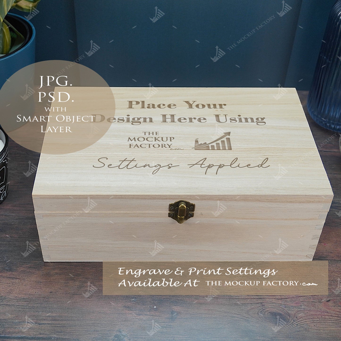 Rectangle Wooden Paulownia Box Mockup Bundle - Dark Vintage Styling - PSD Templates with Smart Object - UK Product Mockup