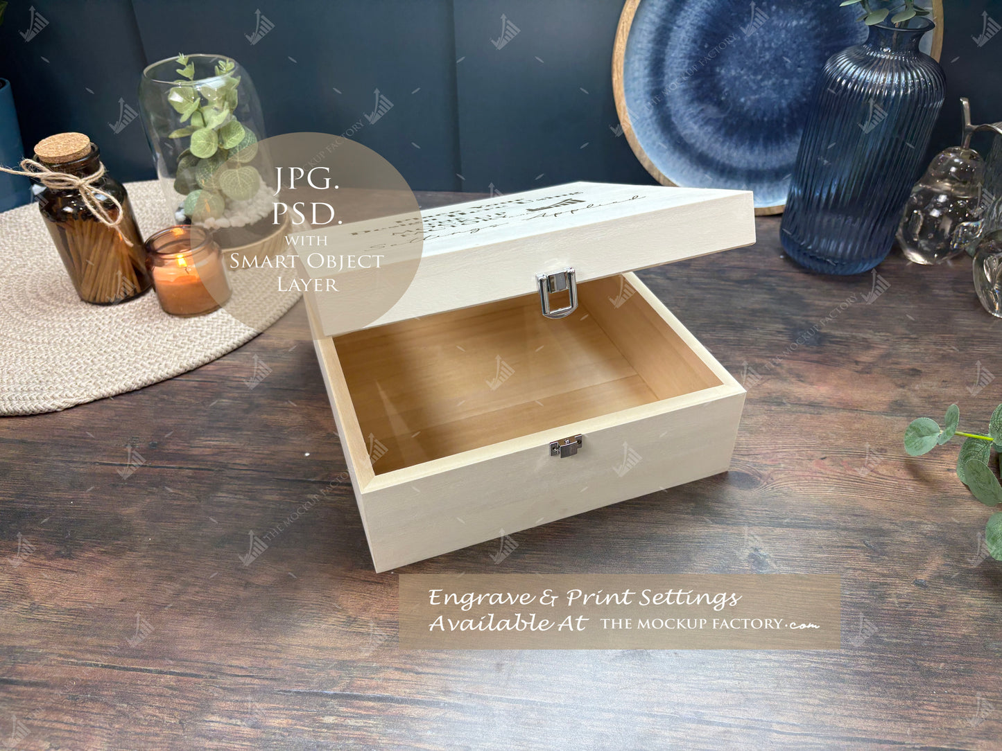 Poplar Luxury Square Box Mockup Bundle - Print or Engrave - Dark Vintage - PSD Templates with Smart Object - UK Product Mockup
