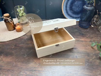 Poplar Luxury Square Box Mockup Bundle - Print or Engrave - Dark Vintage - PSD Templates with Smart Object - UK Product Mockup