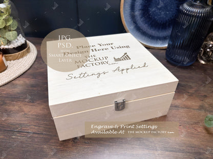 Poplar Luxury Square Box Mockup Bundle - Print or Engrave - Dark Vintage - PSD Templates with Smart Object - UK Product Mockup