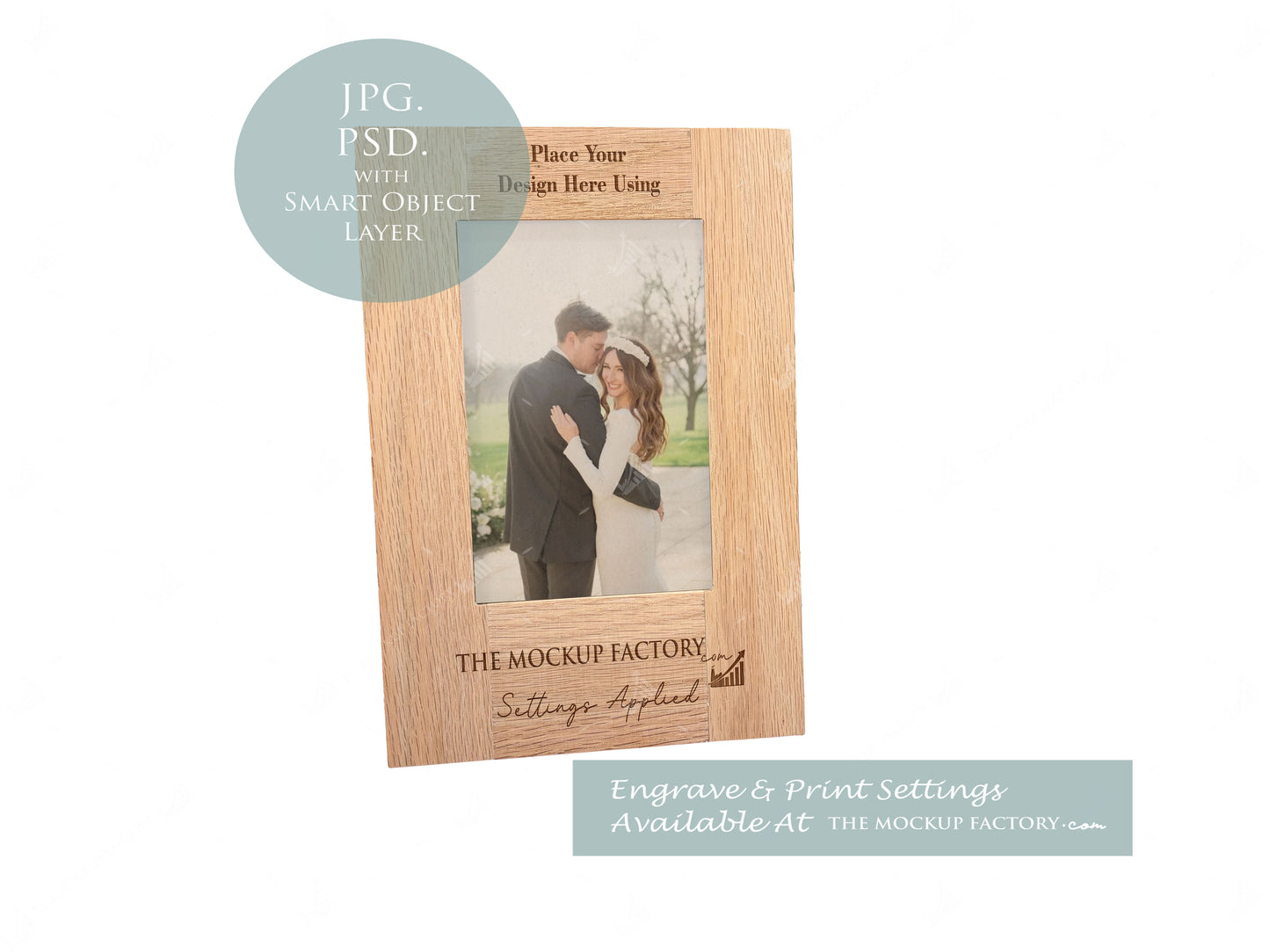 Oak Portrait Photo Frame Mockup Bundle - Print & Engraving  - Pastel Floral - PSD Templates with Smart Object - UK Product Mockup