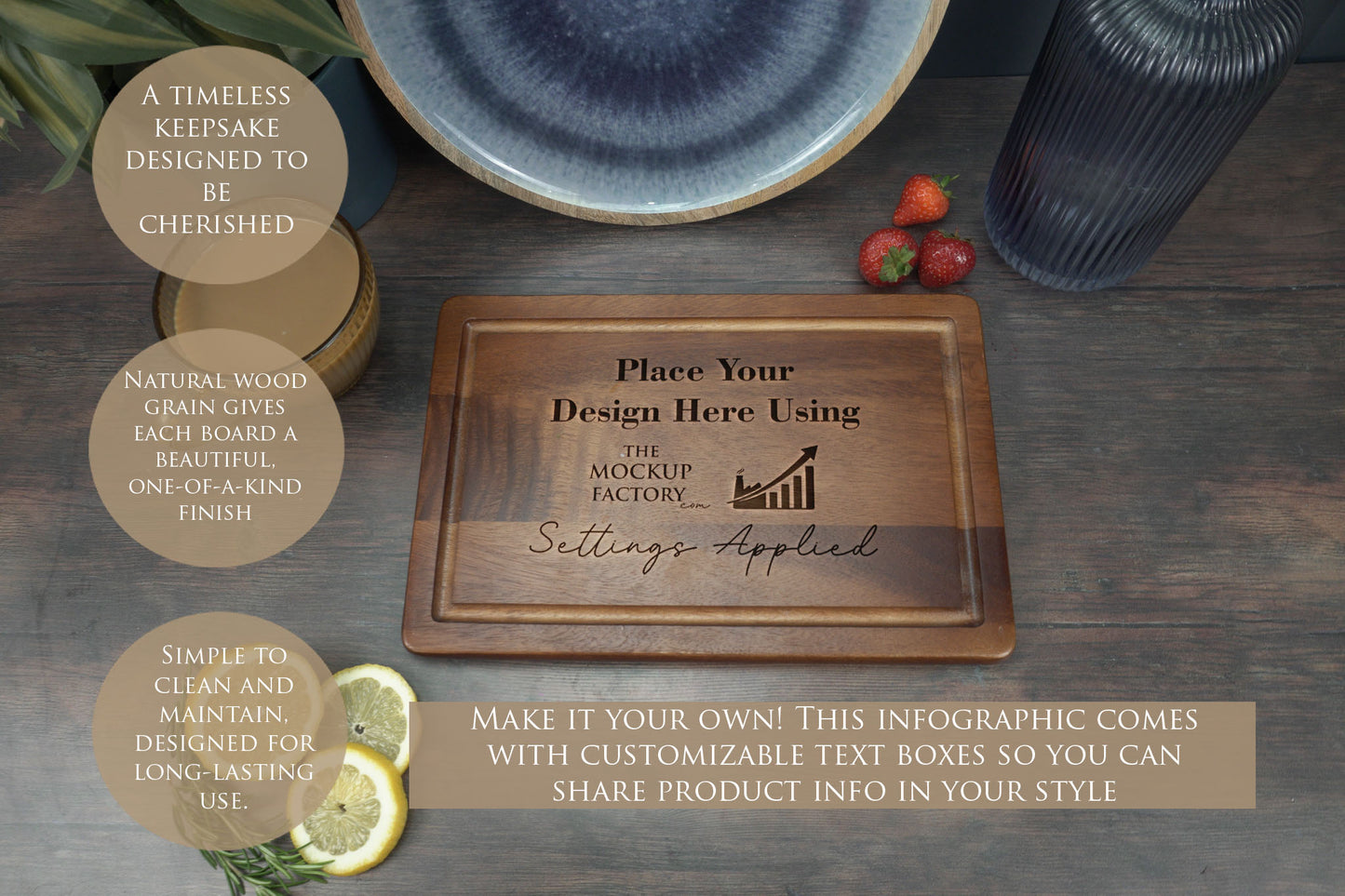 Huge Pack Chopping Board Mockups Bundle - Acacia & Rubberwood - Dark Vintage - PSD Templates with Smart Object - UK Product Mockup