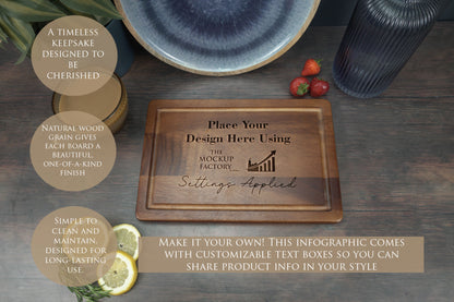 Huge Pack Chopping Board Mockups Bundle - Acacia & Rubberwood - Dark Vintage - PSD Templates with Smart Object - UK Product Mockup