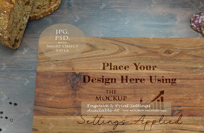 Large Acacia Rectangle Chopping Board Mockup Template Bundle - Dark Vintage - Set 2 - PSD & JPG with Smart Object - UK Product Mockup