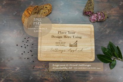 Rectangle Rubberwood Chopping Board Mockup Bundle - Dark Vintage - PSD Templates with Smart Object - UK Product Mockup
