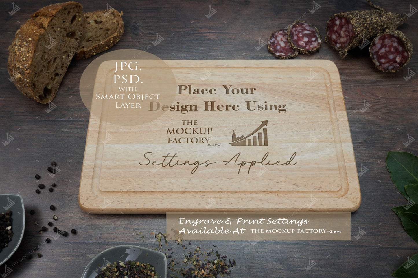 Rectangle Rubberwood Chopping Board Mockup Bundle - Dark Vintage - PSD Templates with Smart Object - UK Product Mockup