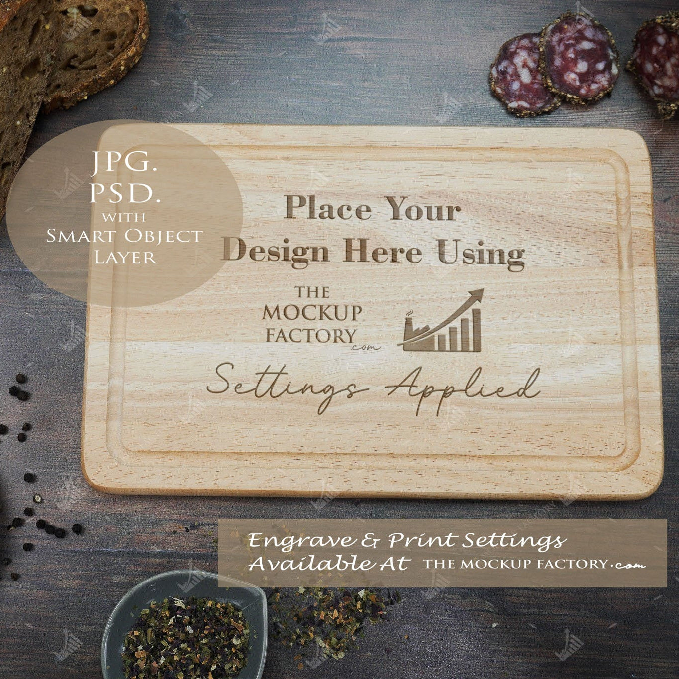 Rectangle Rubberwood Chopping Board Mockup Bundle - Dark Vintage - PSD Templates with Smart Object - UK Product Mockup