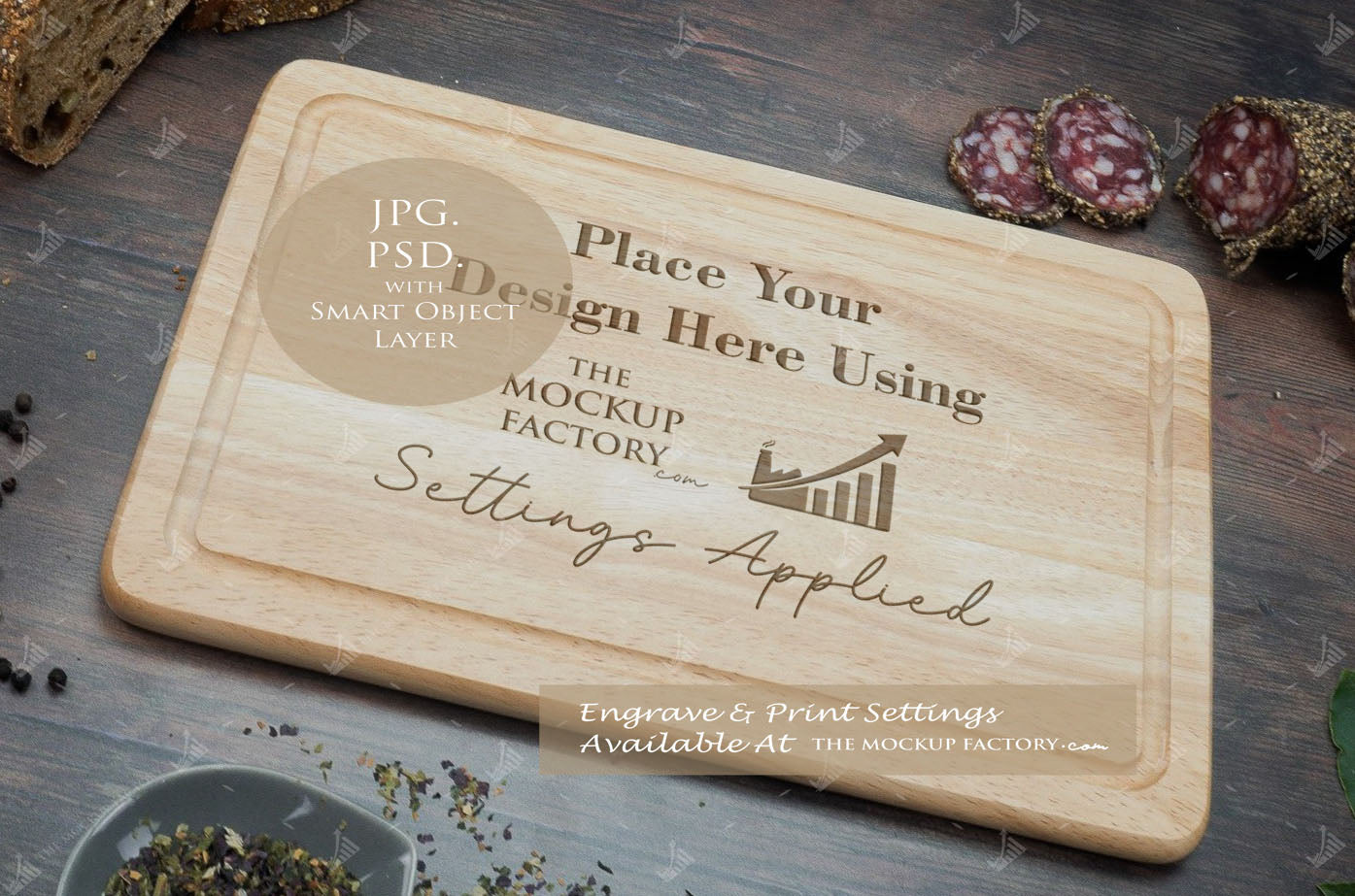 Rectangle Rubberwood Chopping Board Mockup Bundle - Dark Vintage - PSD Templates with Smart Object - UK Product Mockup