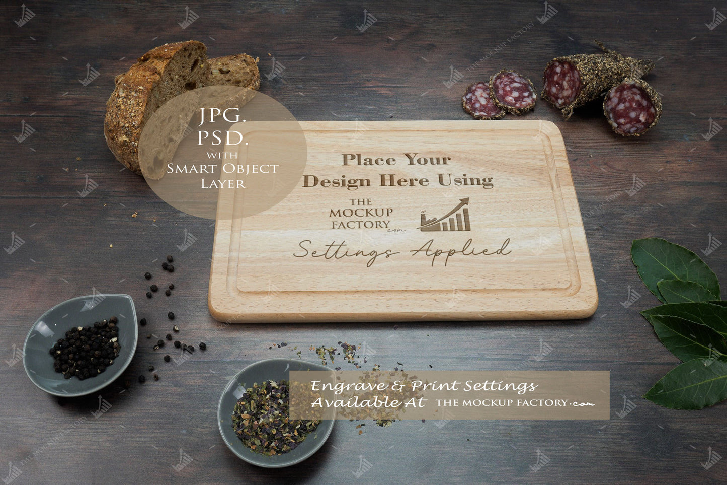 Rectangle Rubberwood Chopping Board Mockup Bundle - Dark Vintage - PSD Templates with Smart Object - UK Product Mockup