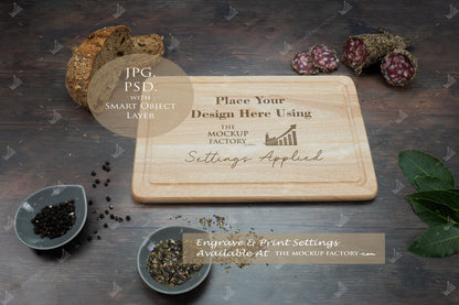 Rectangle Rubberwood Chopping Board Mockup Bundle - Dark Vintage - PSD Templates with Smart Object - UK Product Mockup
