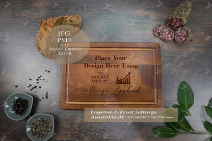 Acacia Rectangle Chopping Board Mockup Template - Dark Vintage Set 2 - PSD & JPG with Smart Object - UK Product Mockup