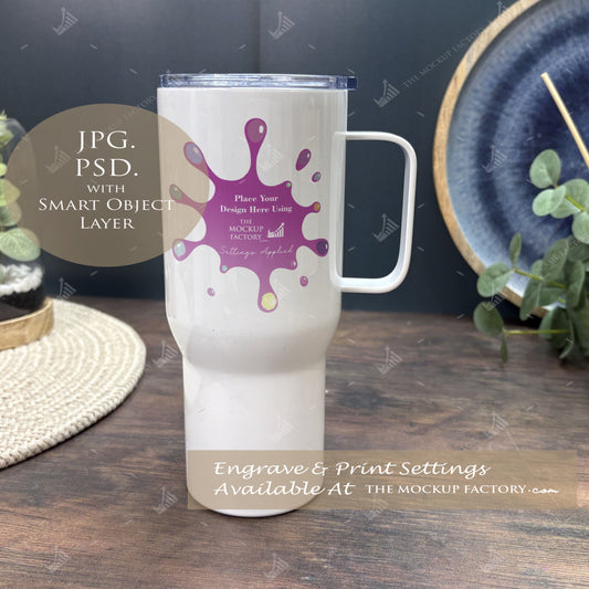 Travel Mug Sublimation Mockups - Various Styles- Dark Vintage - PSD Template with Smart Object - UK Product Mockup