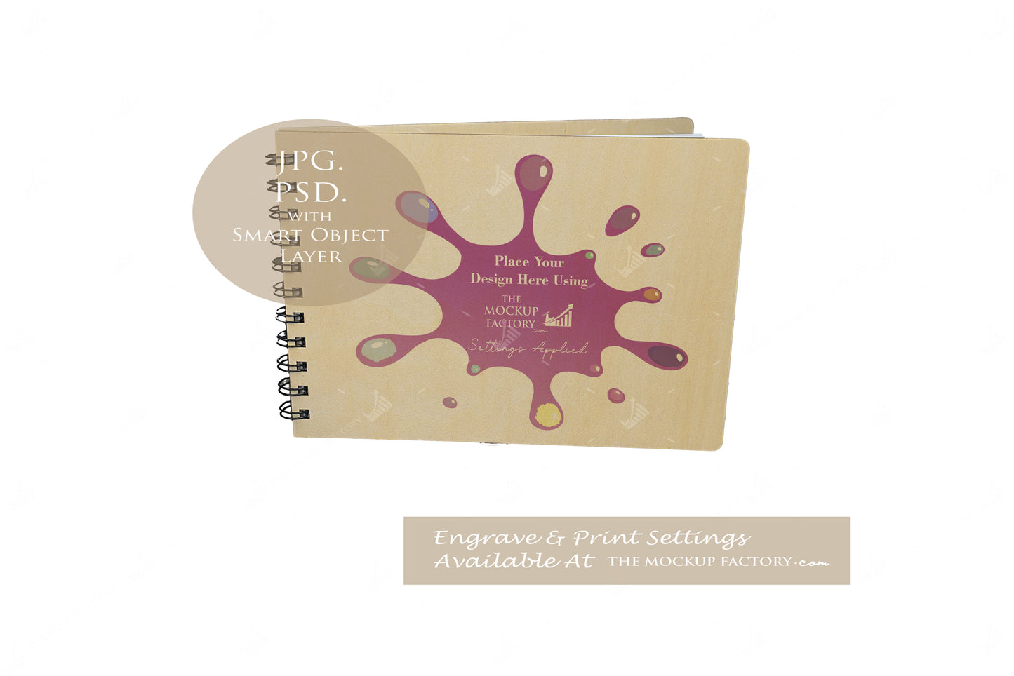 Notebooks, Guest Books, Journals Plywood A4 & A5 Mockup Bundle - Wedding Theme -  Dark Vintage - PSD Template with Smart Object - UK Product Mockup