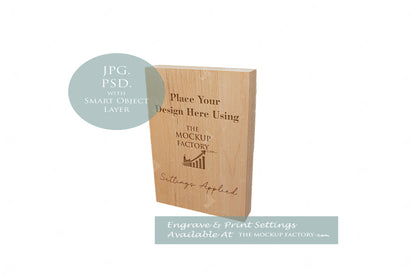Oak Block Free Standing Plaque Portrait & Landscape Mockup - Print & Engraving  -Natural Botanicals - PSD Templates with Smart Object - UK Product Mockup