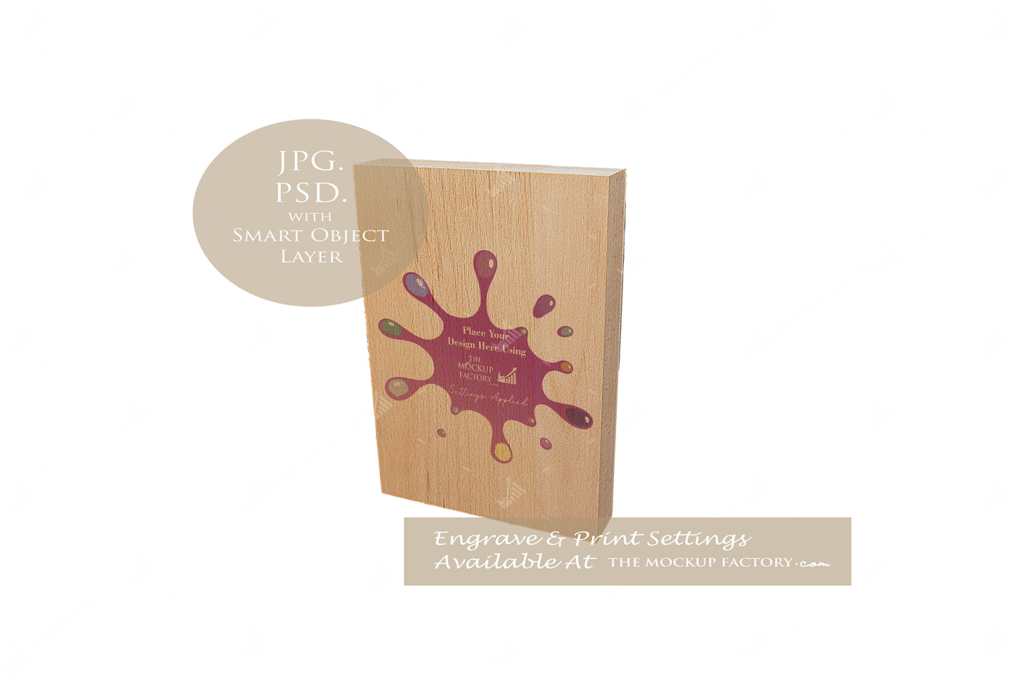 Oak Block Free Standing Plaque Portrait Mockup Bundle - Dark Vintage - PSD Template with Smart Object - UK Product Mockup
