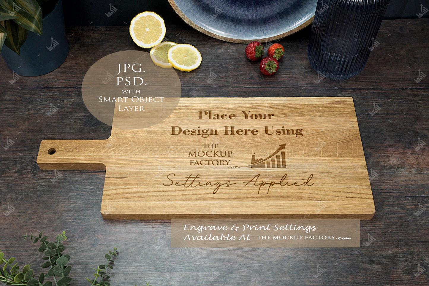 Large Oak Handled Chopping Board Mockup Bundle - Dark Vintage - PSD Template with Smart Object - UK Product Mockup