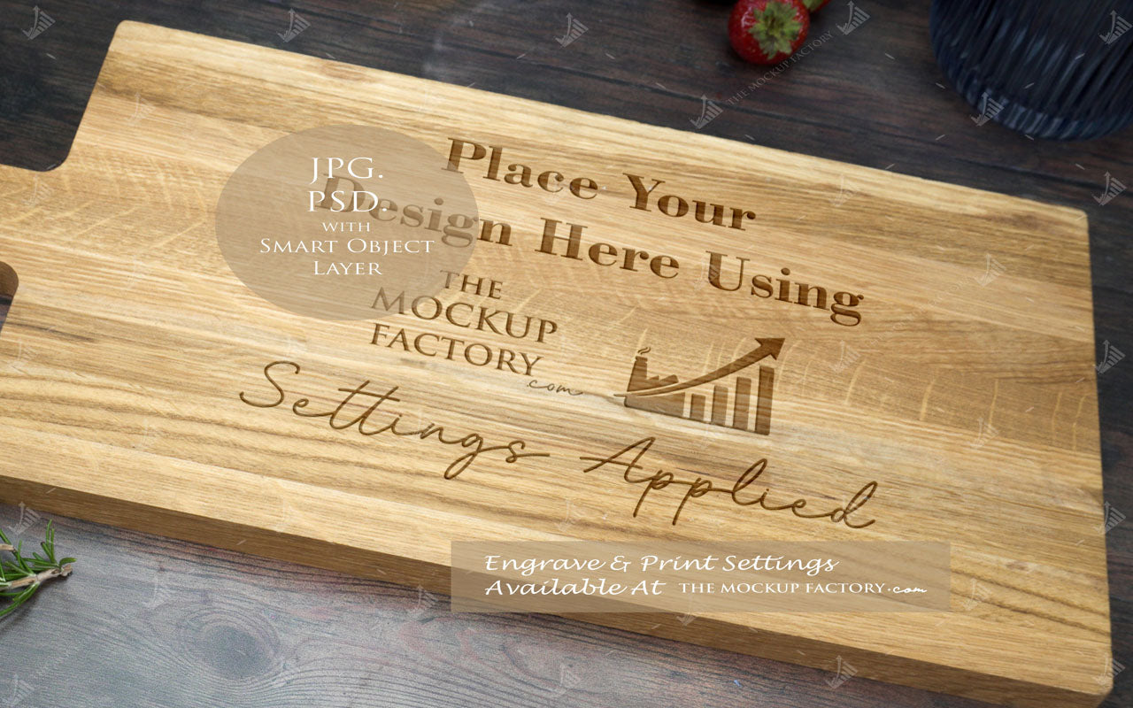 Large Oak Handled Chopping Board Mockup Bundle - Dark Vintage - PSD Template with Smart Object - UK Product Mockup
