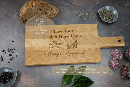 Large Oak Handled Chopping Board Mockup Bundle - Dark Vintage - Set 2 - PSD Template with Smart Object - UK Product Mockup