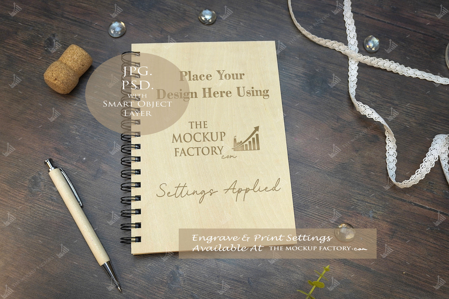 Notebooks, Guest Books, Journals Plywood A4 & A5 Mockup Bundle - Wedding Theme -  Dark Vintage - PSD Template with Smart Object - UK Product Mockup